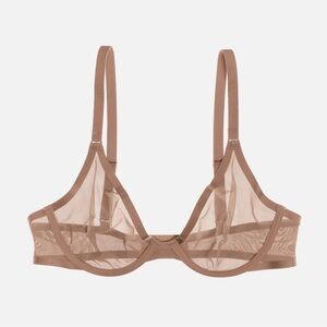 Cuup The Plunge Mesh Bra in Taupe size 34F